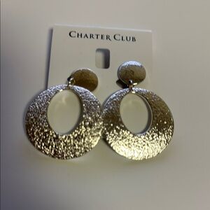 Charter Club Gold Textured Hoop Earrings